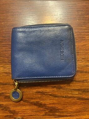 HIDESIGN Glazed Saphire Full Grain Leather Zip Around Card Wallet